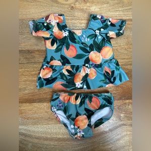 Oranges Peplum Small Shop Handmade‎ 2 Pc Swim Suit